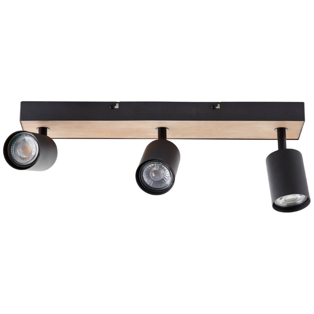 3-lichts lamp Jello Wood zwart met hout Brilliant 4004353428395