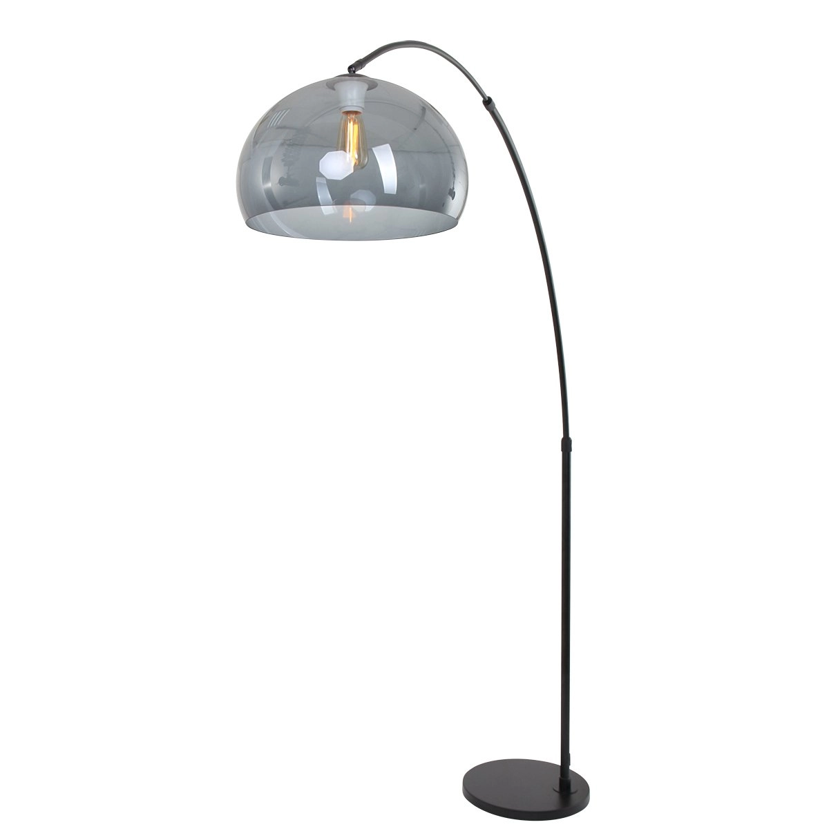 Arc lamp Stresa zwart met smoke glas