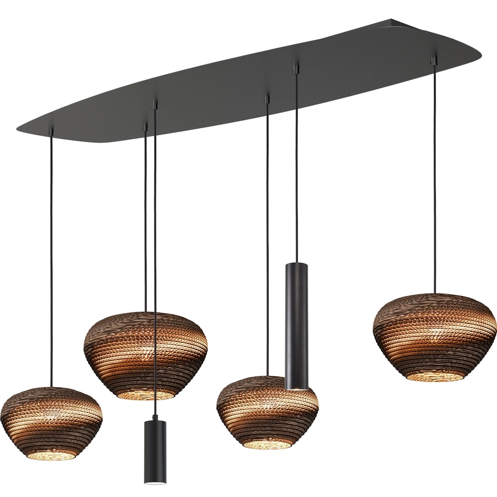 Hanglamp Carta Trendy met Think Paper kappen - zwart
