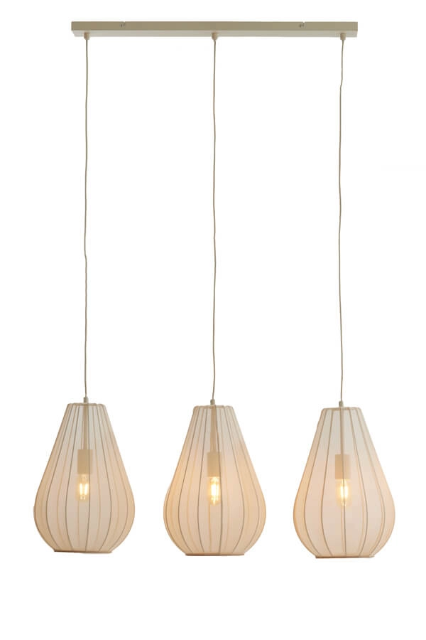 Japandi hanglamp Itela 3-lichts crème 80cm