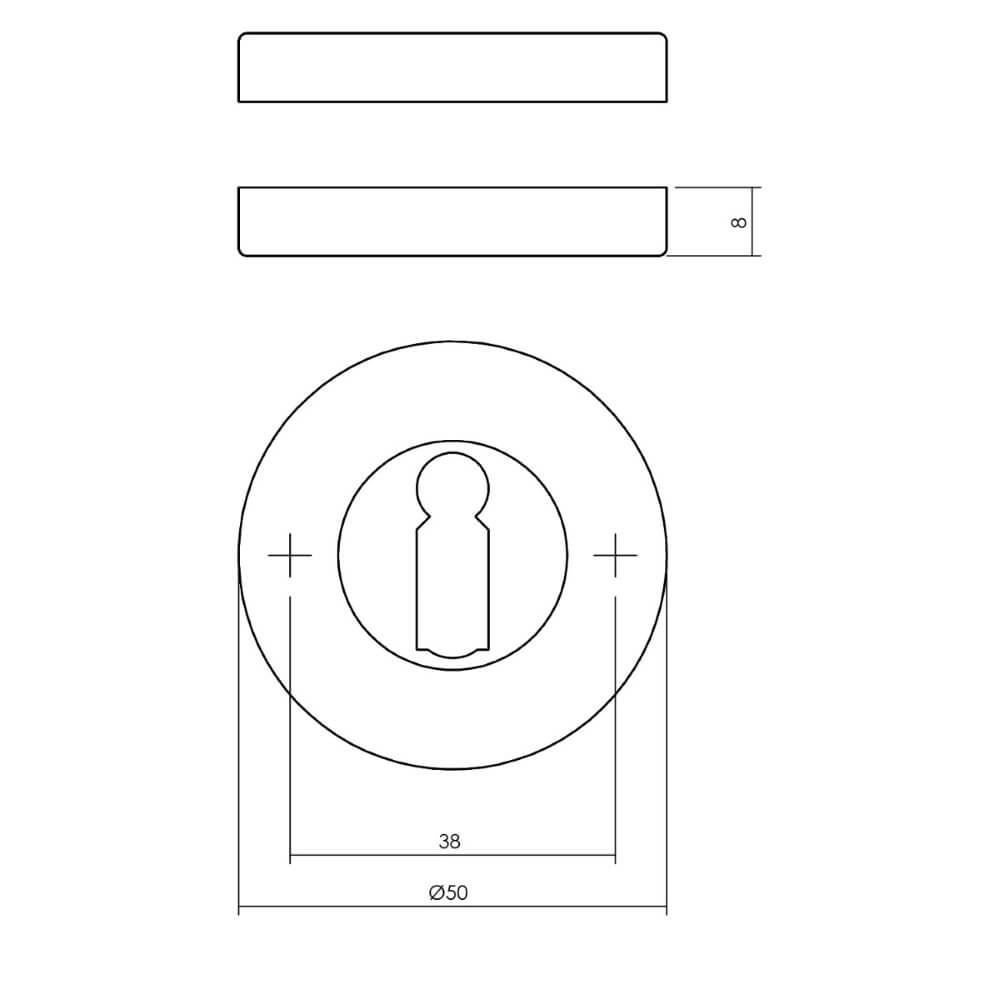 Set van 2 sleutelrozetten Tira rond chroom verdekt Intersteel 8714186648391