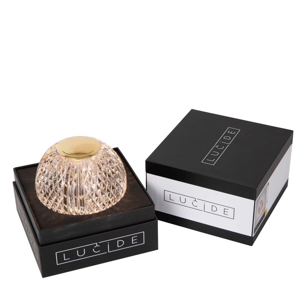 Gouden tafellampje Cintra oplaadbaar Ø 11cm - 3000K Lucide 5411212134363