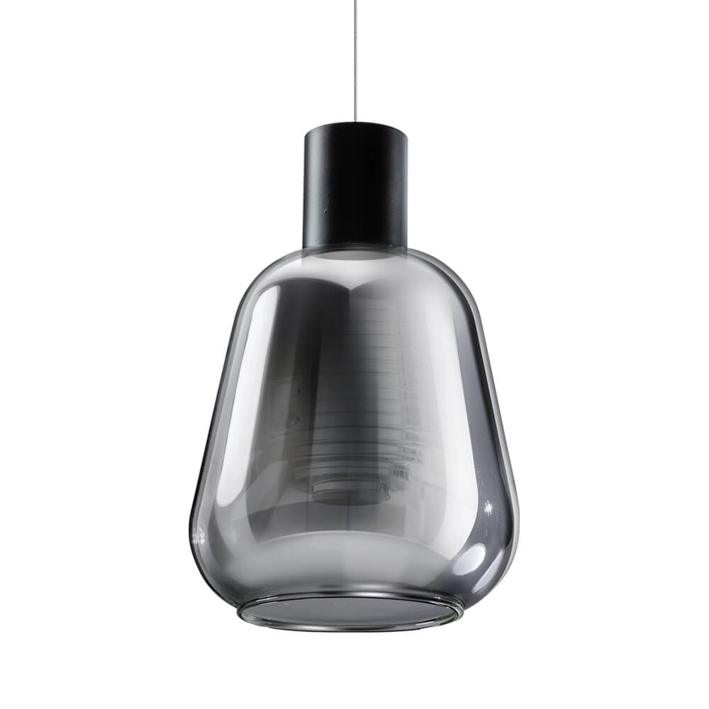 Glazen hanglamp Gary zwart met smoke glas