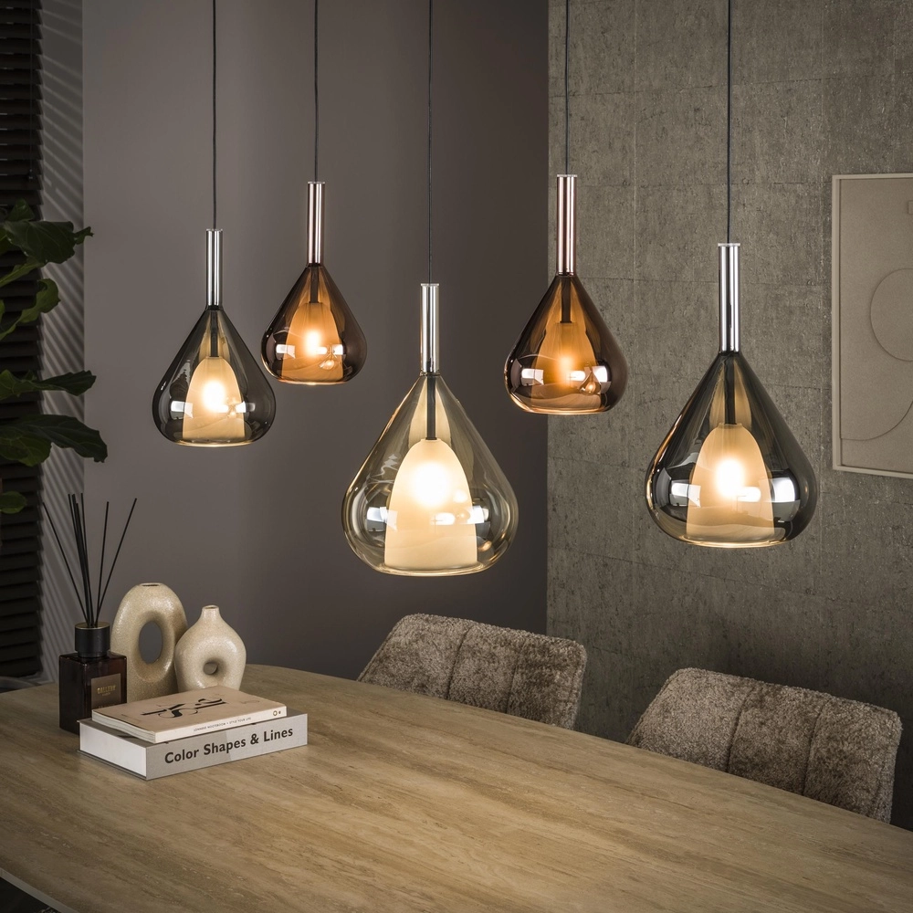 Eettafel hanglamp Wings 5-lichts - Ø 24cm glas
