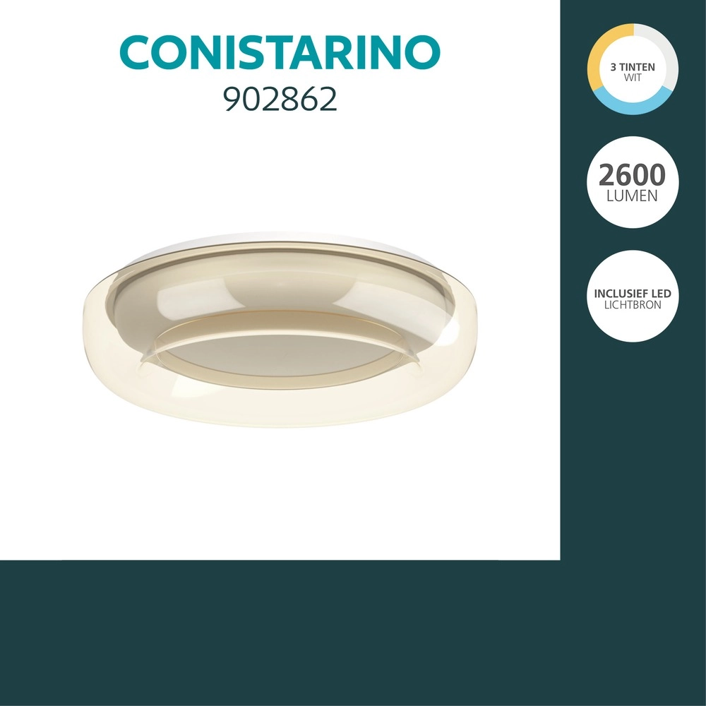 Design plafondlamp Conistarino Ø 40cm wit met bruin Eglo 9008606399727