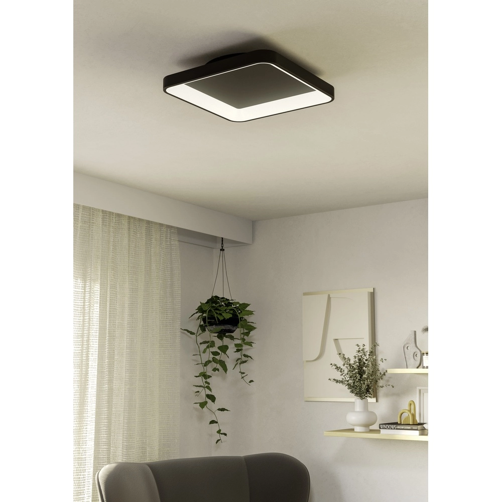 Strakke led plafonnière Loretello 35x35cm - zwart Eglo 9008606316397