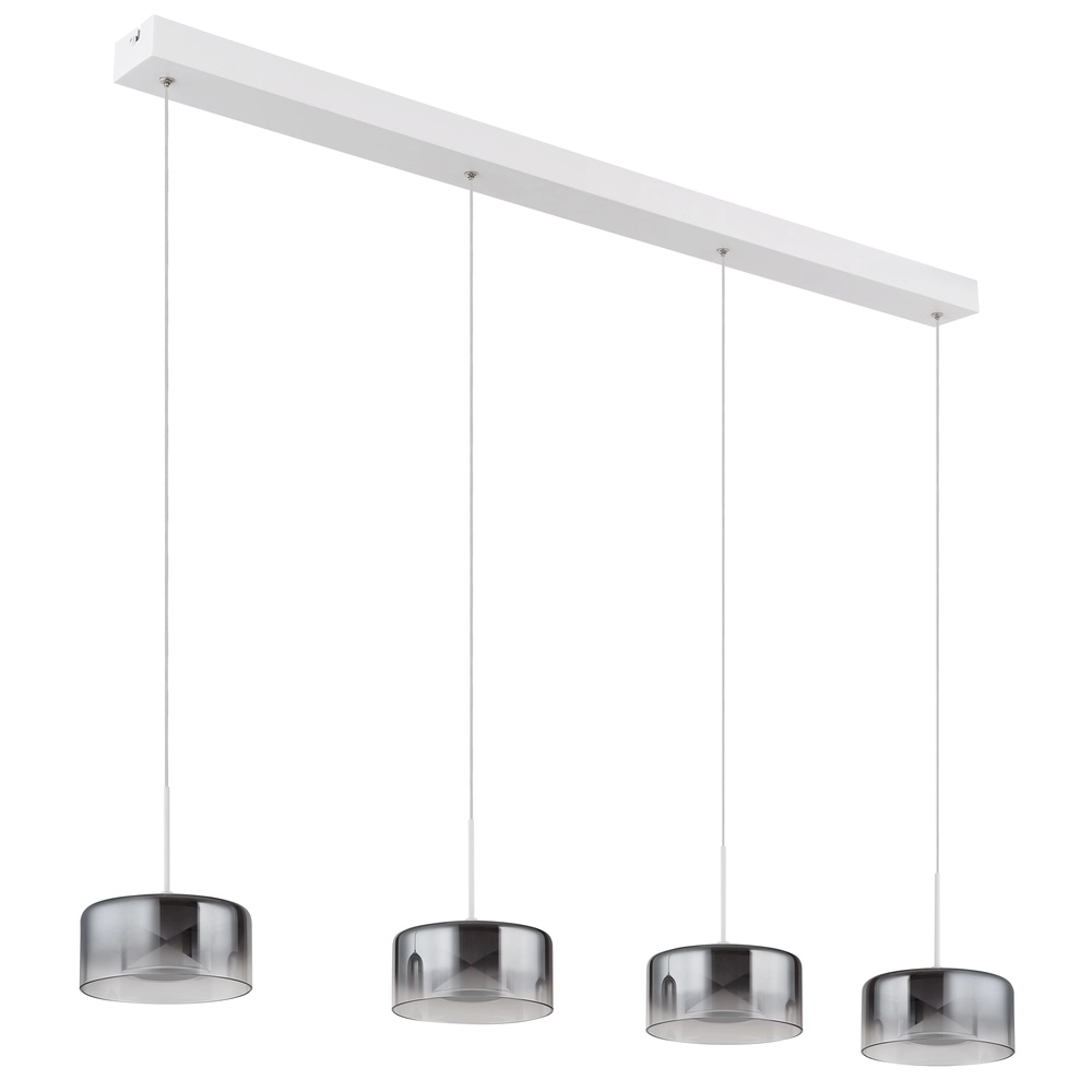 Design hanglamp Belinda 4-lichts wit met smoke glas Globo 9007371566372