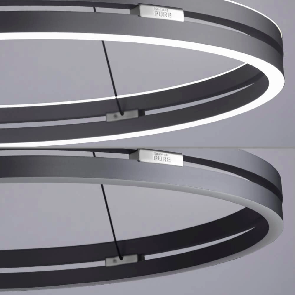Strakke hanglamp Pure E-Loop grijs Ø 70cm Paul Neuhaus 4012248372289