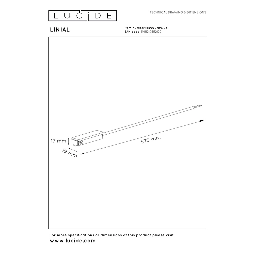 Startvoeding 1-fase Linial mat zwart chroom Premium by Lucide 5411212552129