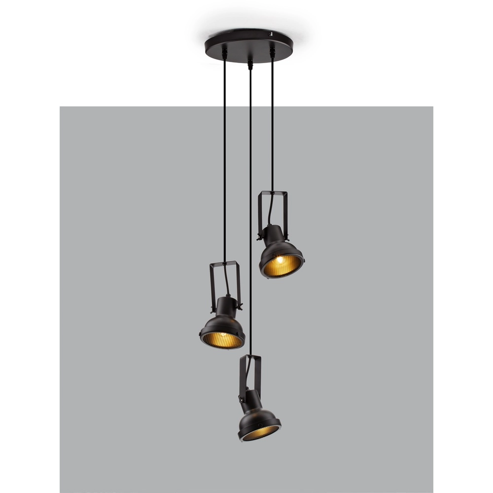 Hanglamp Ruvi 3-lichts zwart