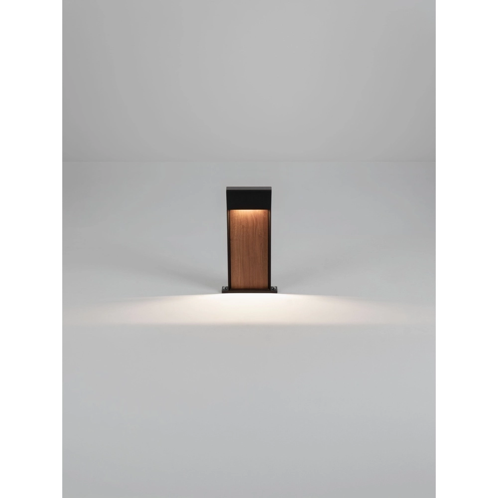 Design tuinlamp Noray zwart met hout 40cm - 3000K Lyora 5212063504325