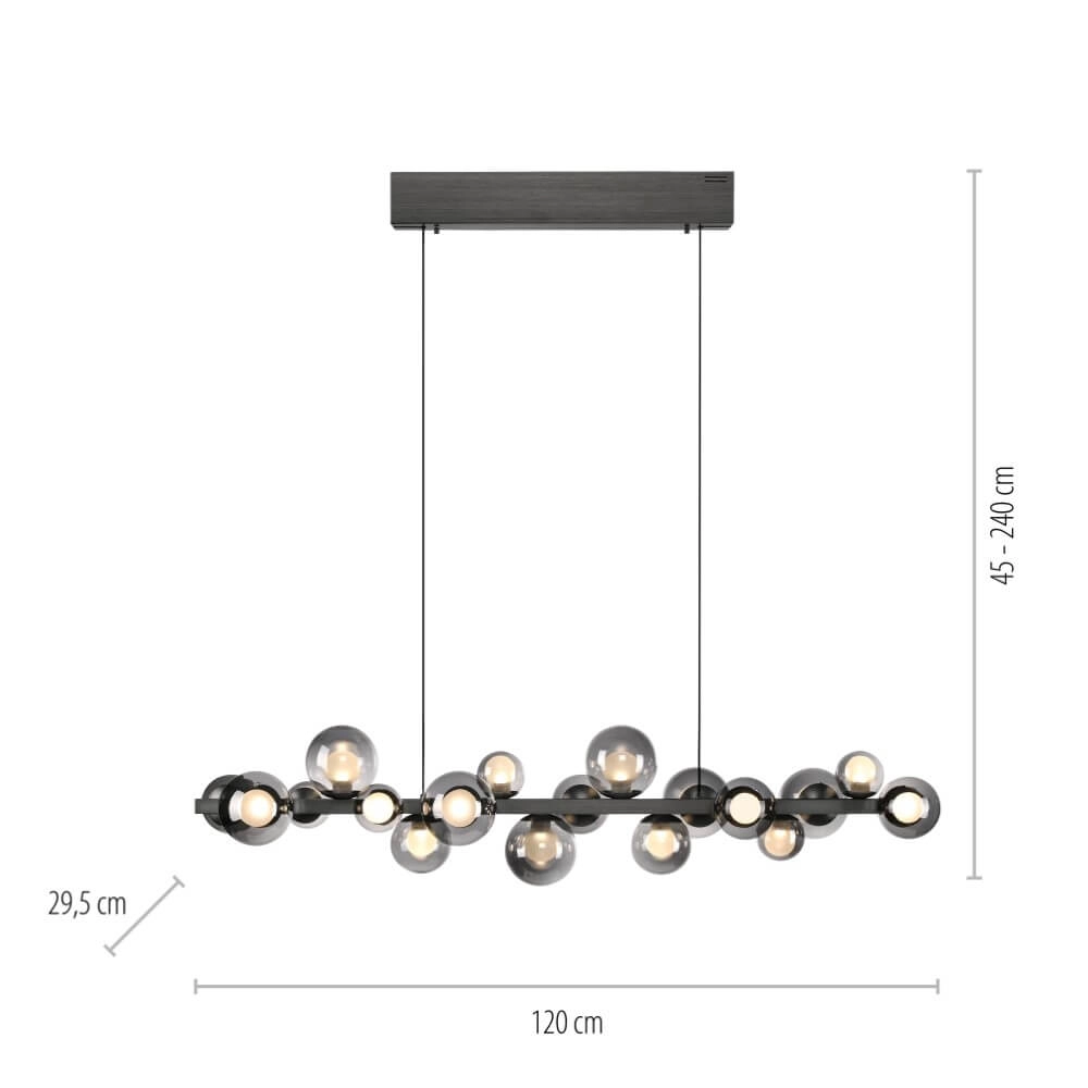 Unieke hanglamp Pure E-Popup 18-lichts grijs Paul Neuhaus 4012248384411