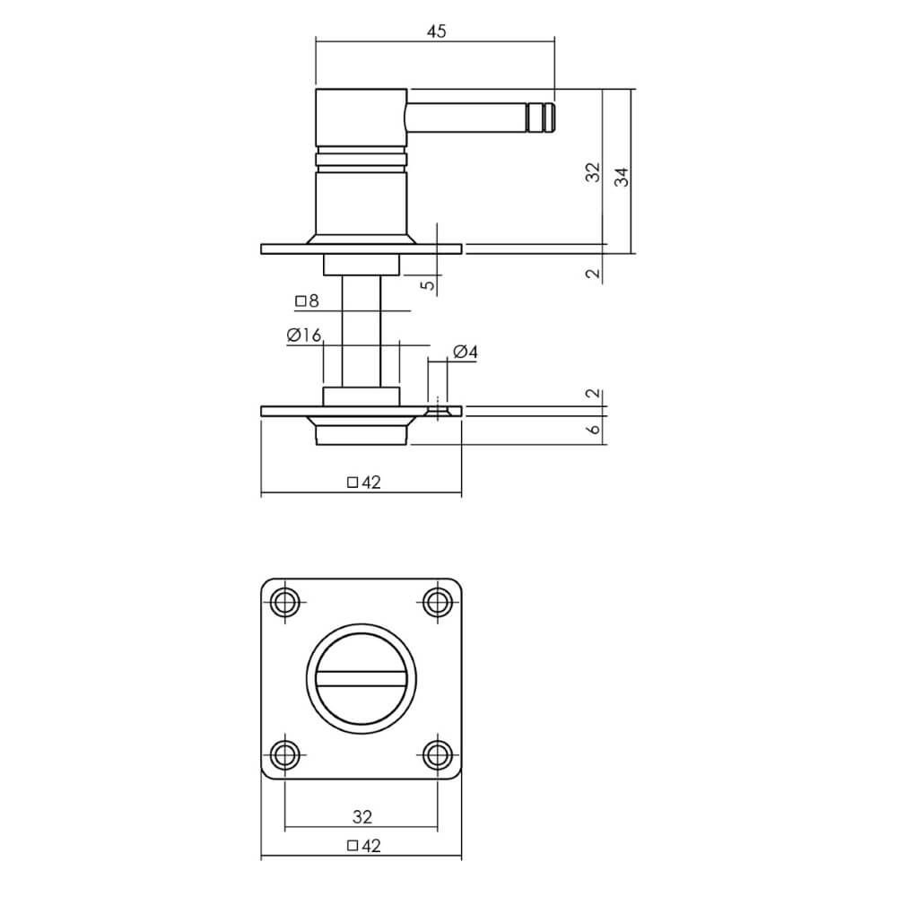 WC-sluiting Tira vierkant rozet RVS Intersteel 8714186106457