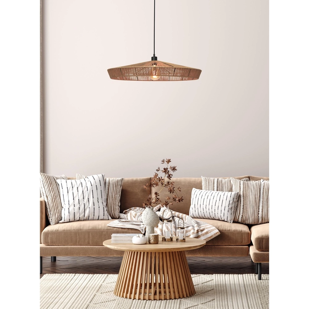Hanglamp Yunkai Ø 70cm zwart met rotan Lucide 5411212105707