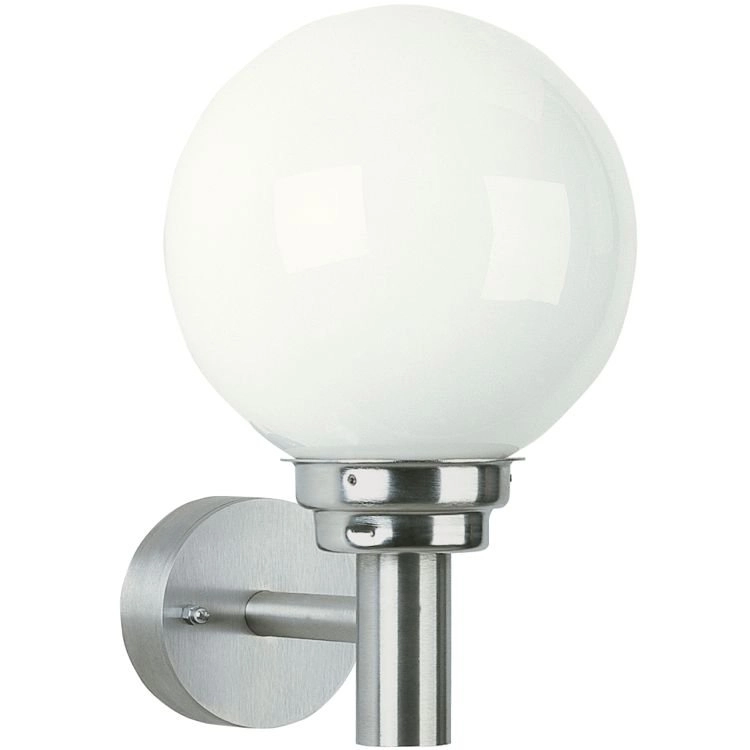 Rvs wandlamp Globe Opal 20cm - RVS