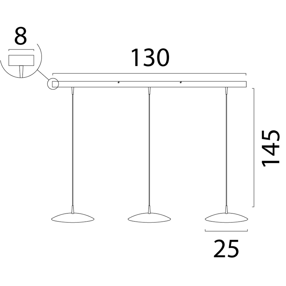 3-lichts hanglamp Scala 130cm zwart met nikkel Ø 25cm Masterlight 8718121326542