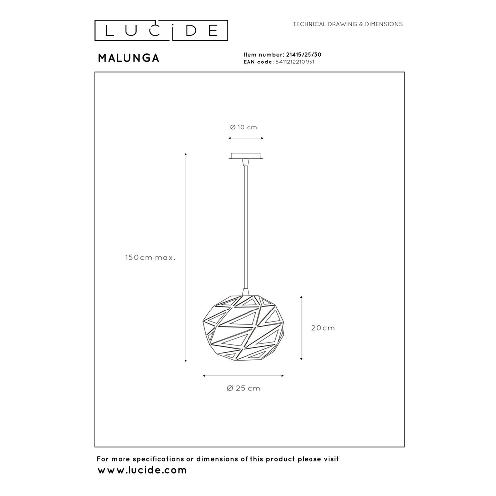 Design hanglamp Malunga zwart Lucide 5411212210951