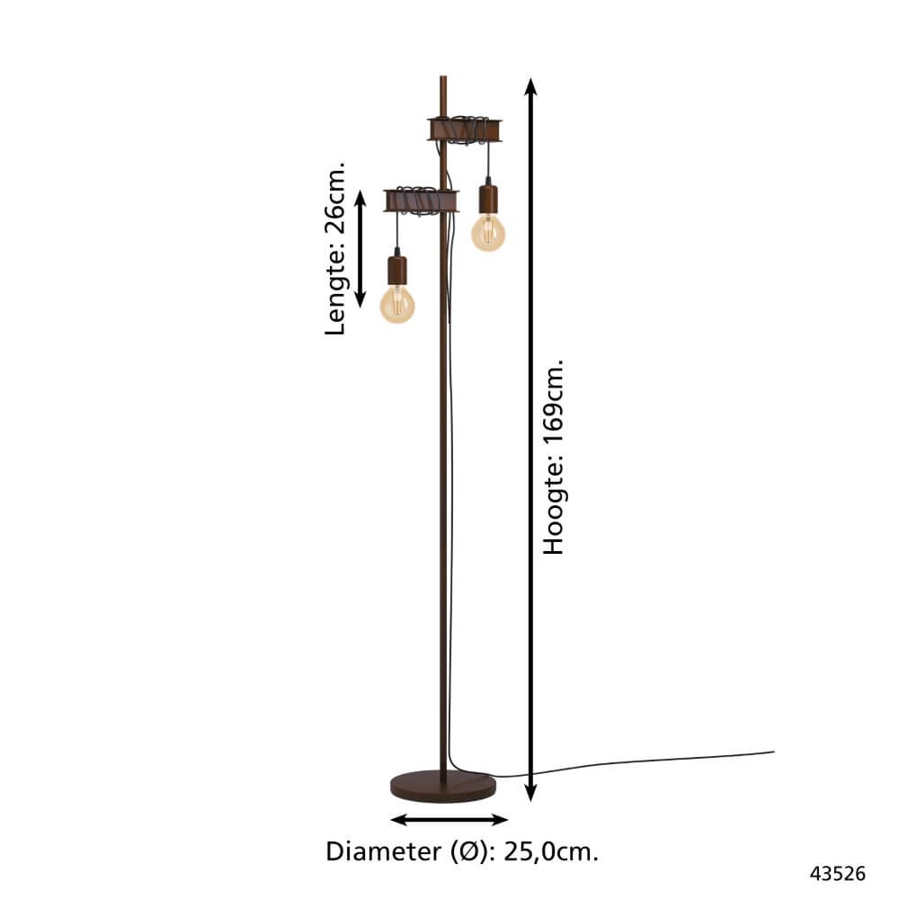 Roestige vloerlamp Townshend 4 Eglo 9002759435264