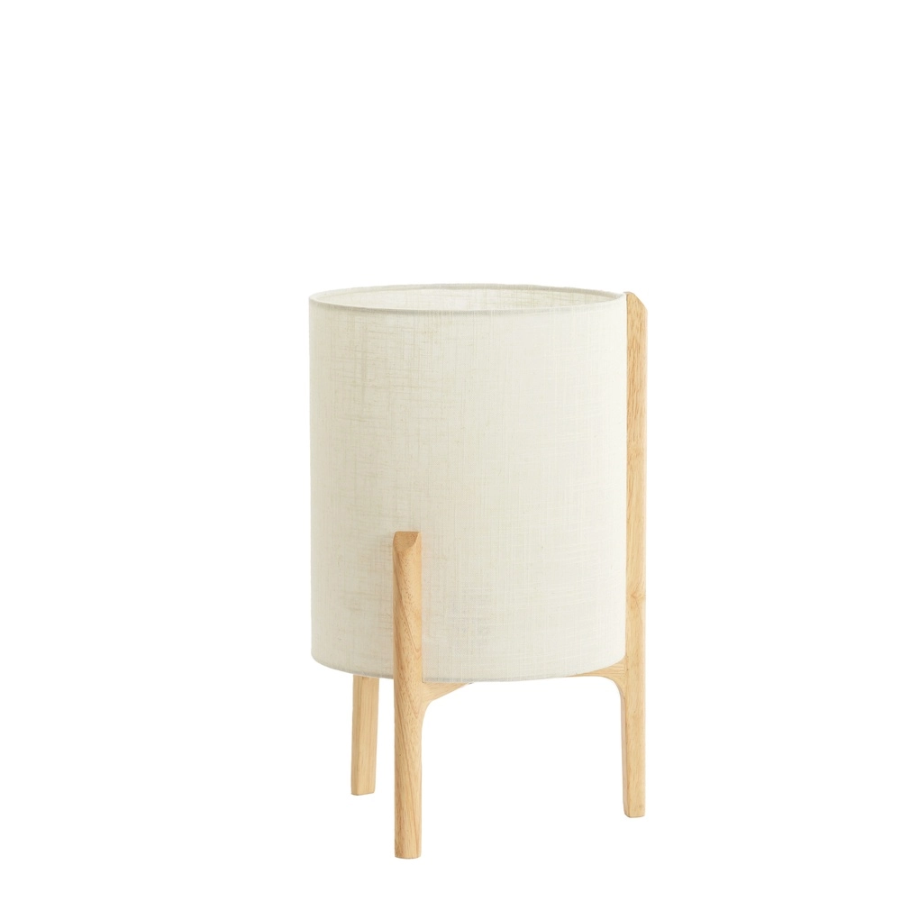 Schemerlamp Litto Ø 28cm - houtlook met naturel linnen Light & Living 8717807792701