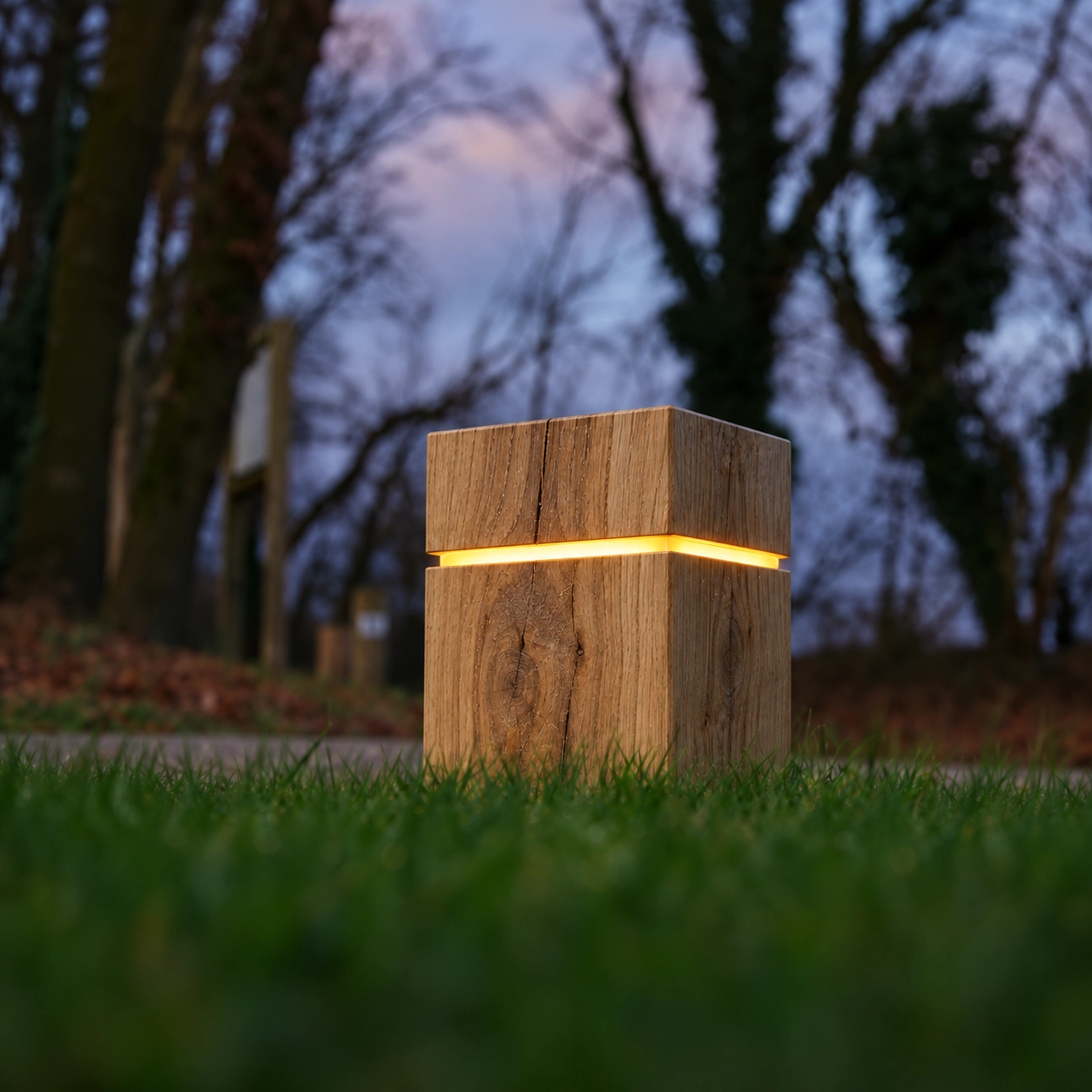 Houten borderverlichting Rondo Kastanje - 31,5cm - 2700K - vierkant