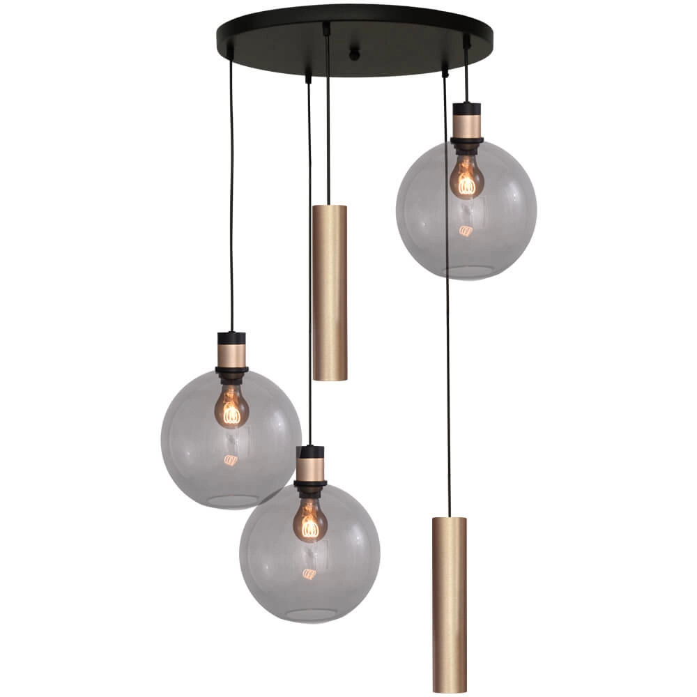 Vide hanglamp Lazise 2 3x Ø 25cm en 2x GU10 goud