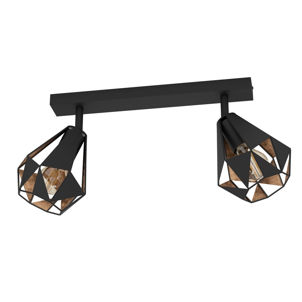 Zwarte plafondlamp Carlton 7 2L - met koper