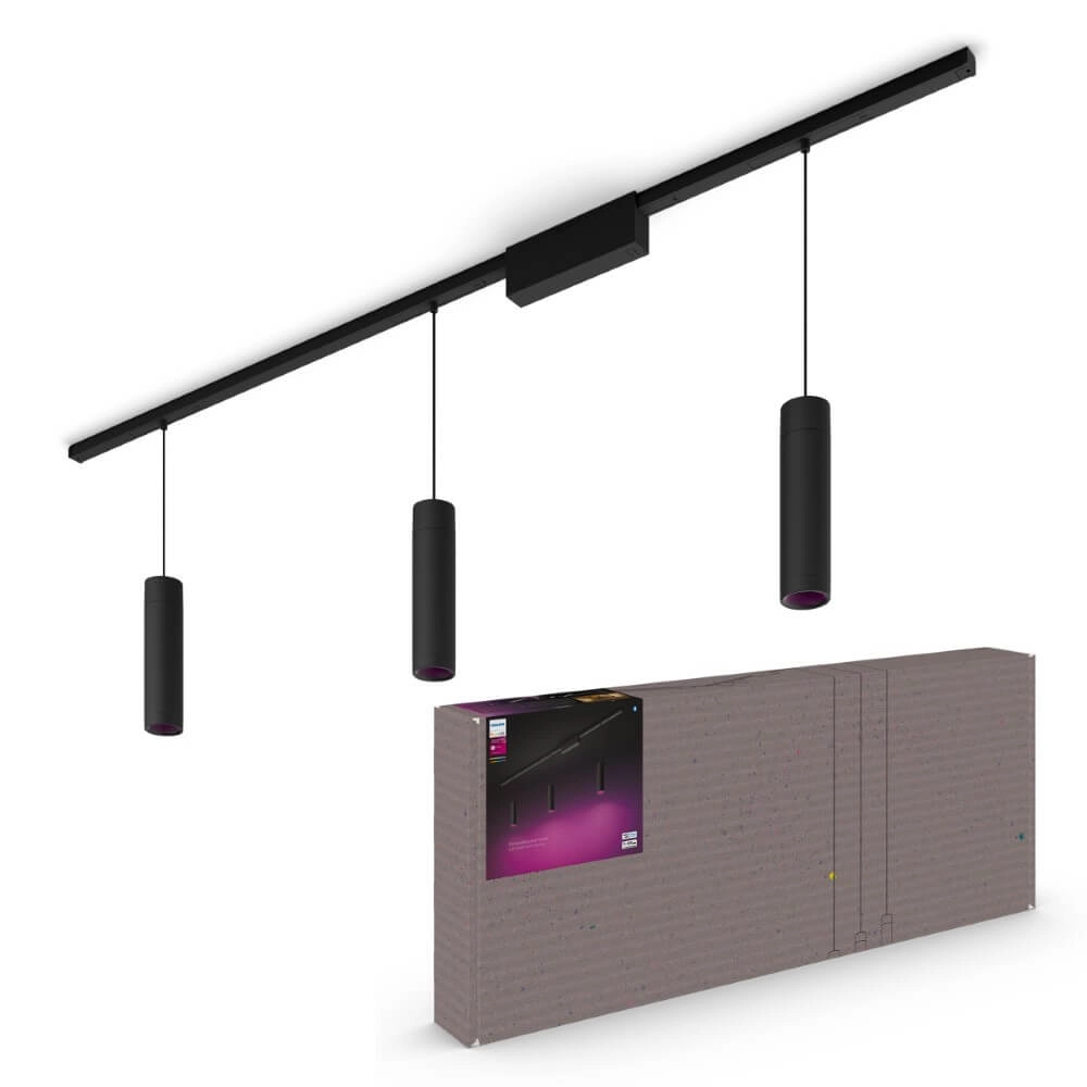 Hue Perifo - White and color set van 3 hanglampen zwart Philips 8719514407725