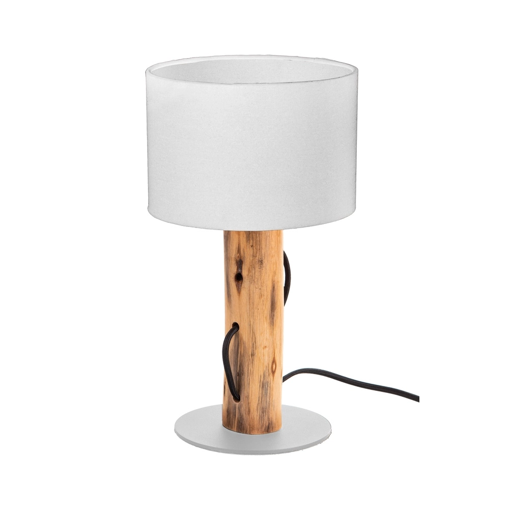 Tafellamp Norin hout met witte kap
