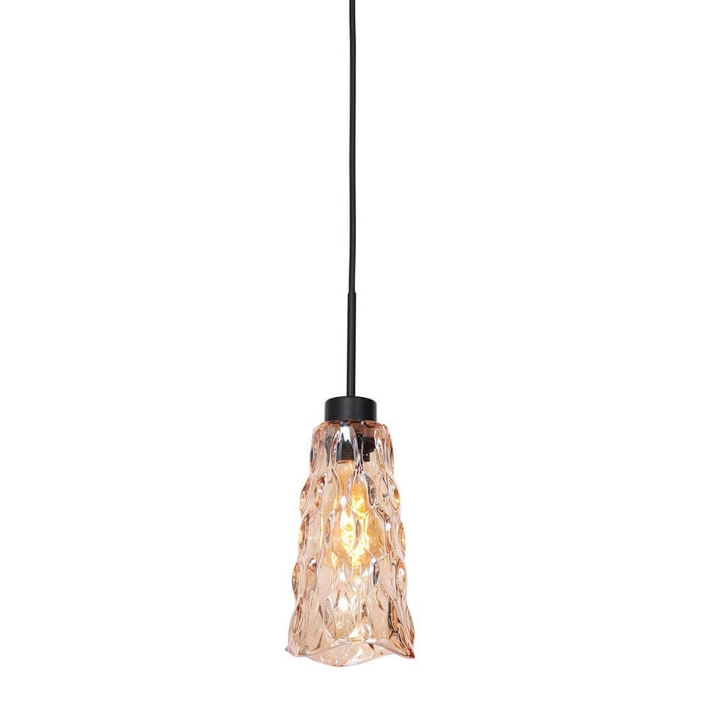 Hanglamp Vidrio zwart met amber glas