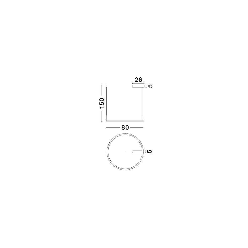 Strakke hanglamp Lunette zwart Ø 80cm Lyora 5212017465207