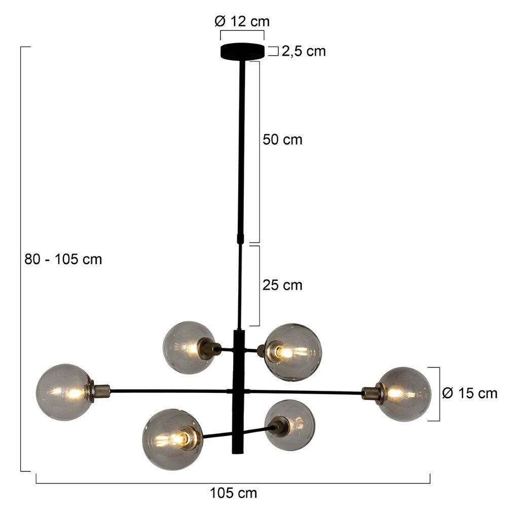 6-lichts hanglamp Constellation Steinhauer 8712746133004