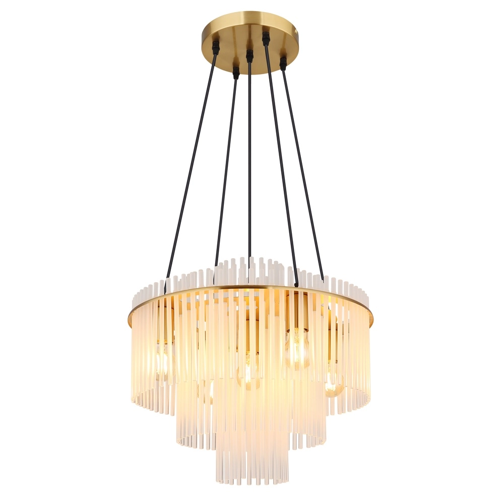 Hanglamp Ø 50cm Gorley goud met witte glas staafjes