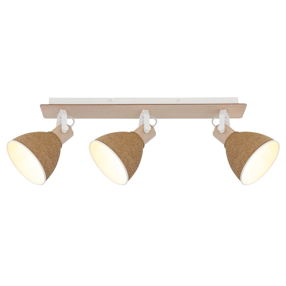 Plafondlamp Lyndon 3-lichts wit met rotan Globo 9007371586745