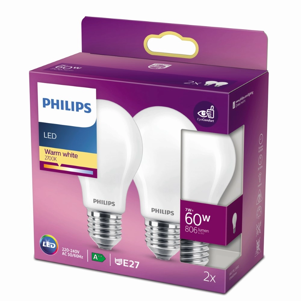Led lamp 7W - E27 - A60 - Led set van 2
