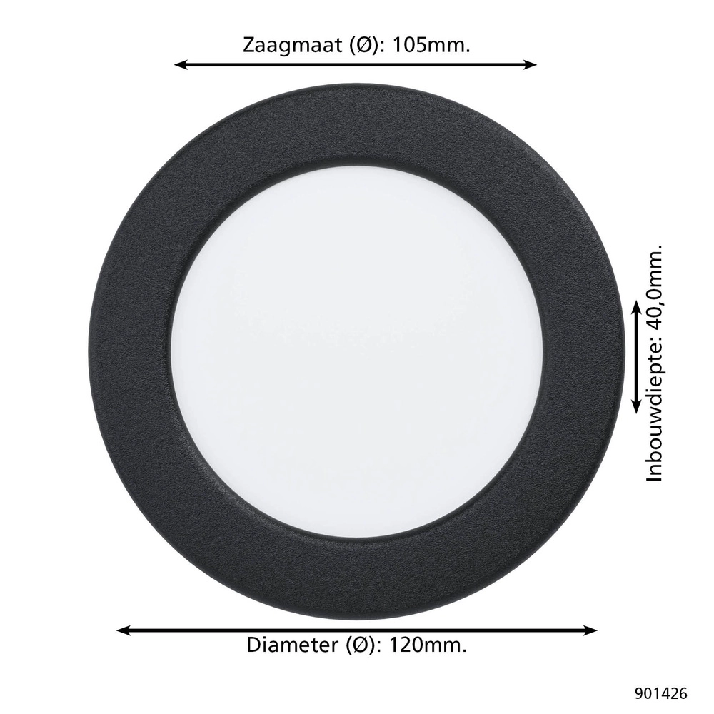 IP44 inbouw lamp Fueva 6-Z Zigbee - zwart - Ø 12cm Eglo 9008606330973