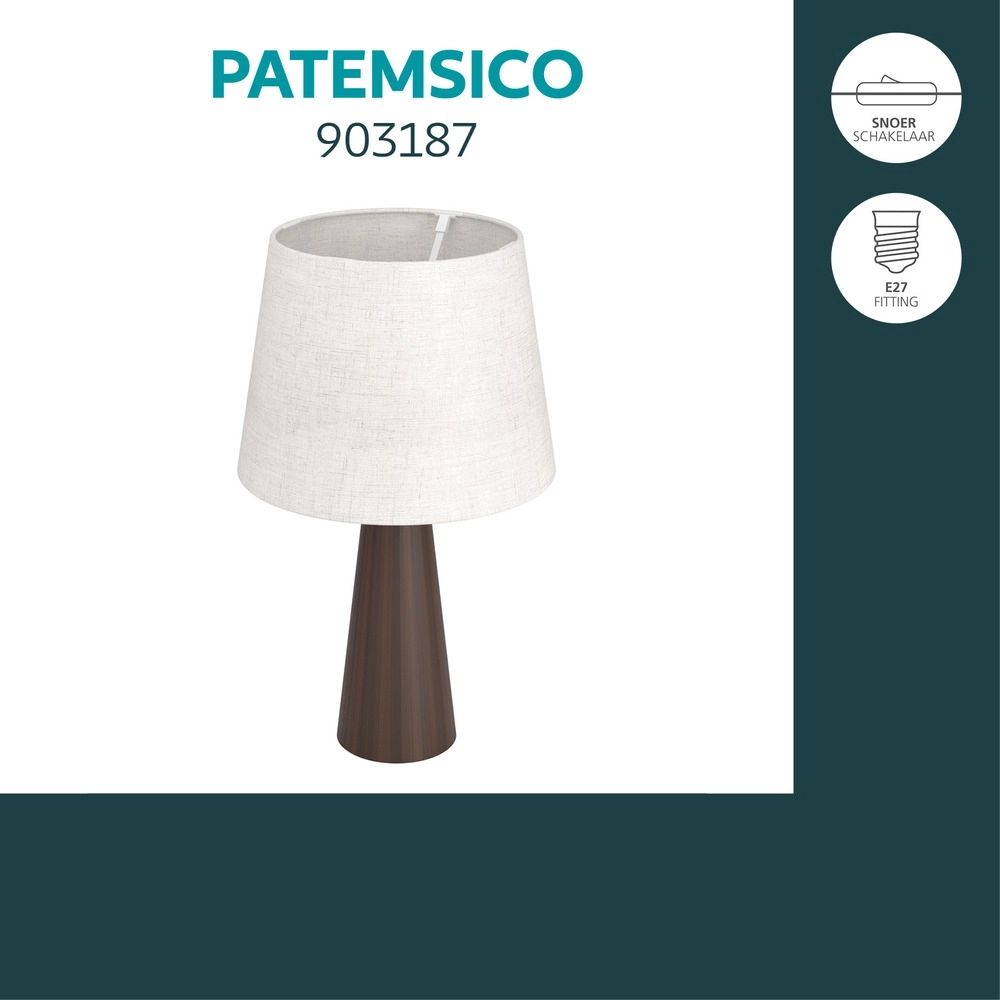 Landelijke tafellamp Patemsico bruin met kap Eglo 9008606406647