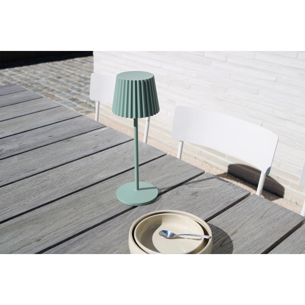 Oplaadbare tafellamp Justine groen met oplaadstation Lucide 5411212272225