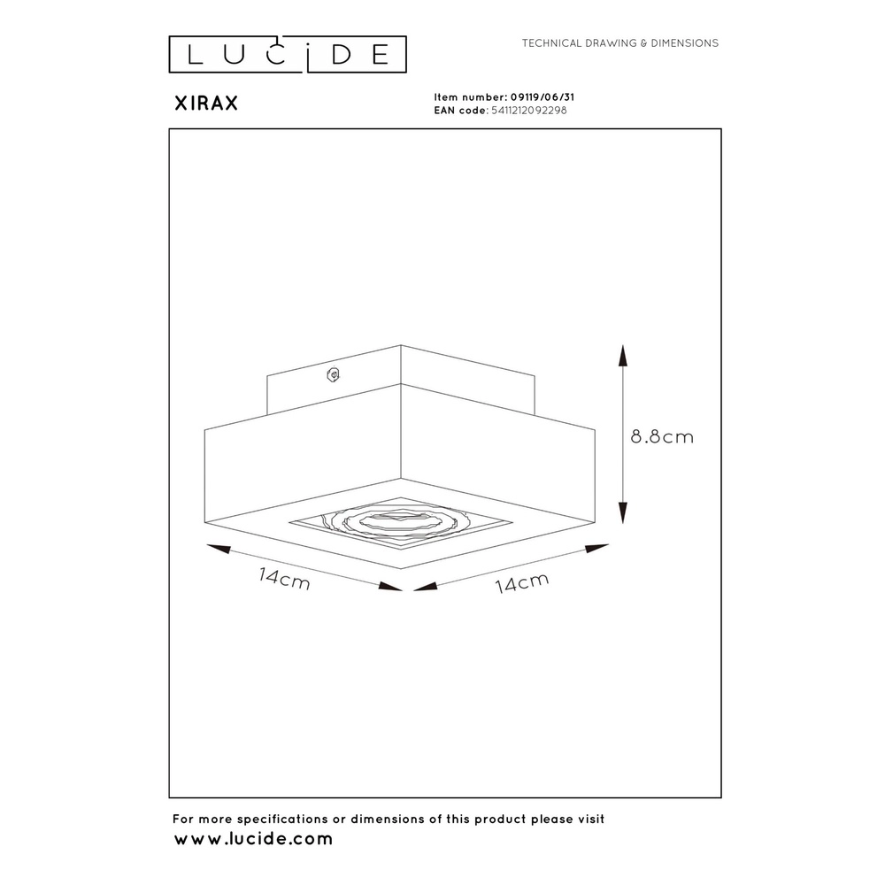 Plafondspot Xirax wit Lucide 5411212092298