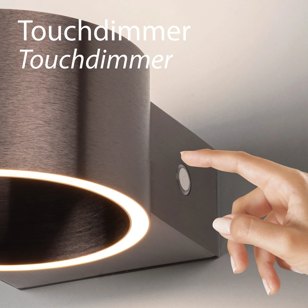 Oplaadbare wandlamp Pure Akku Clipse Donker bruin geborstel Paul Neuhaus 4012248393017