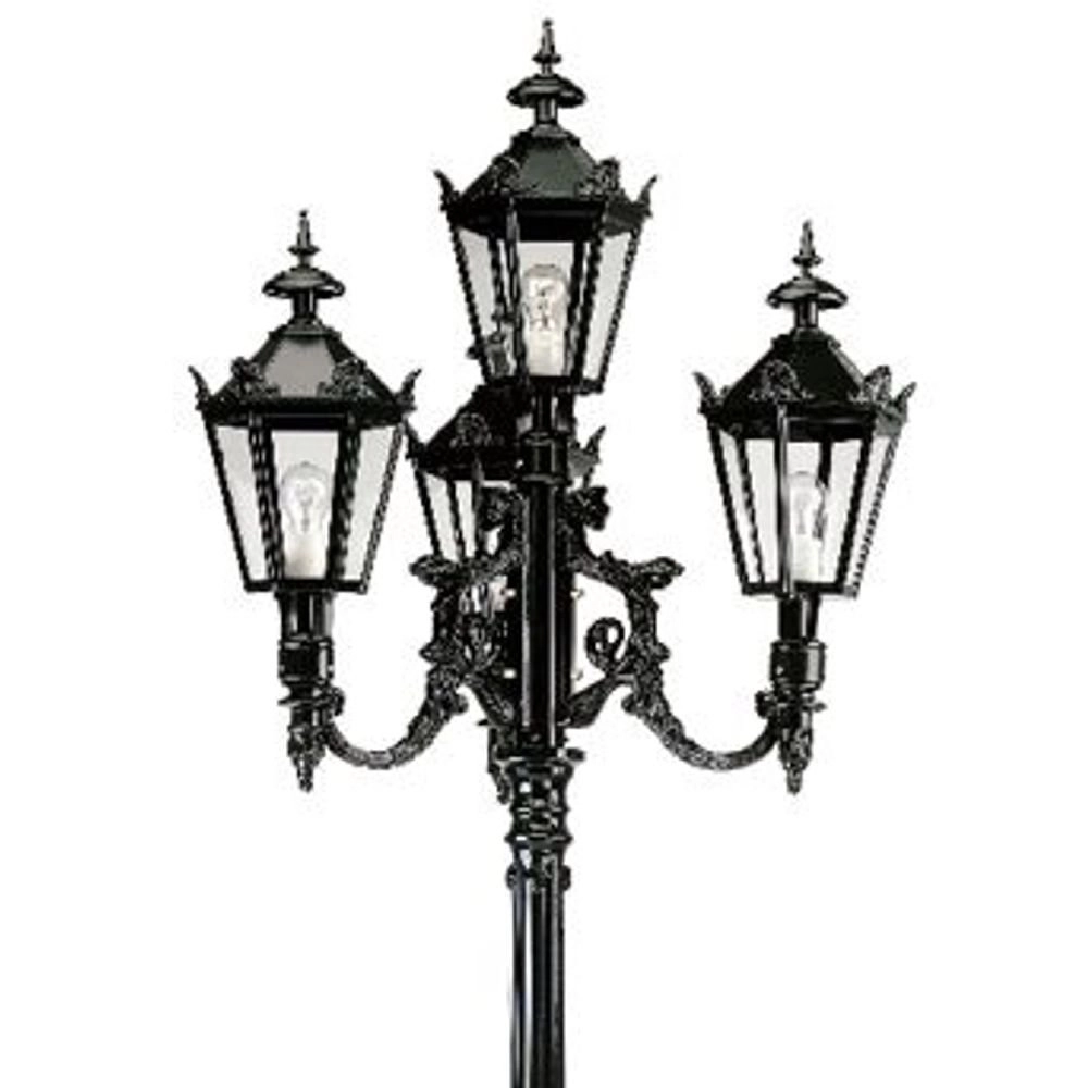 Nostalgische tuinlamp Antwerpen 4-lichts - zwart KS verlichting 8714732040907