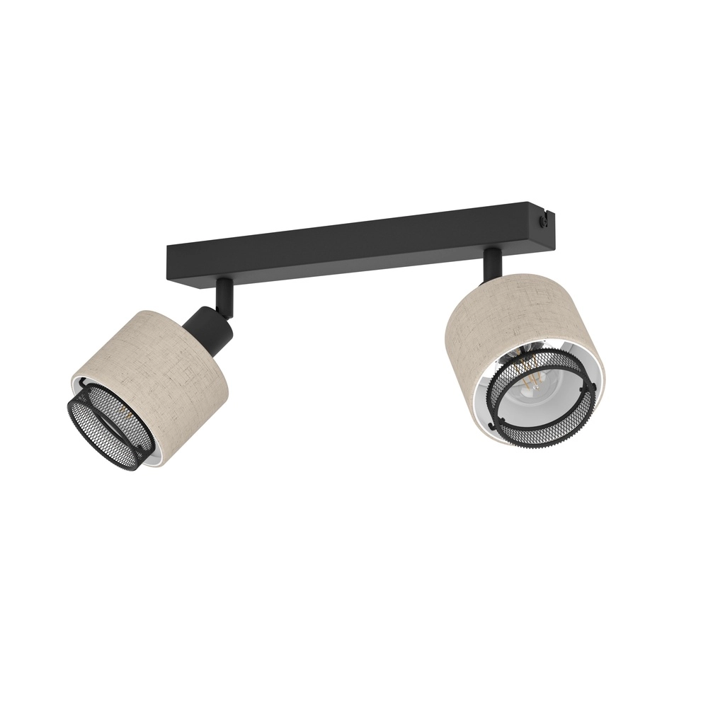 Japandi plafondlamp Rosley 2L - zwart met crème