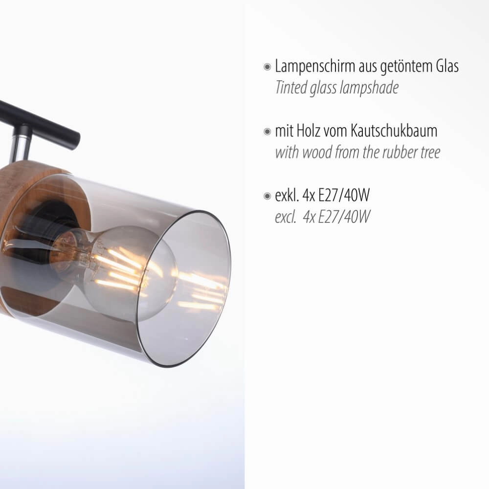 Plafondlamp Pasqual 4-lichts zwart Just Light 4043689986124