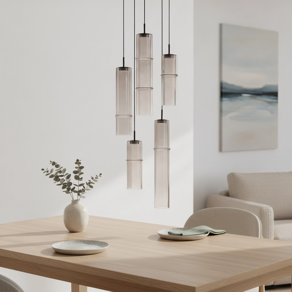 Unieke hanglamp Sano rond 5-lichts smoke glas