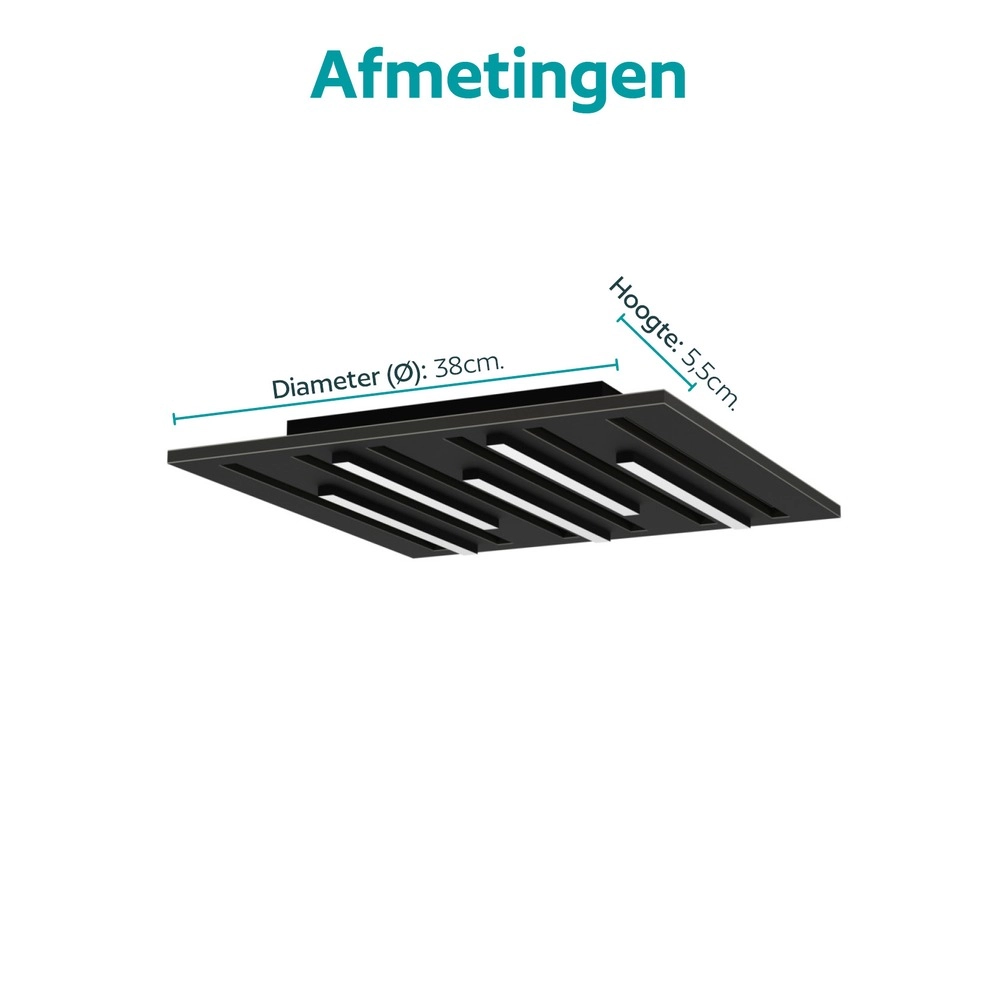 Smart plafonniere Pitrignani-Z vierkant 38 x 38cm zwart Eglo 9008606390526