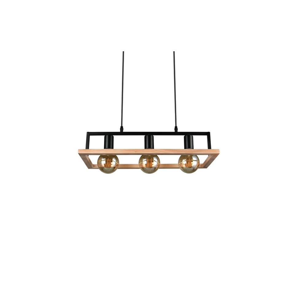 Design hanglamp Bano zwart met hout Trio 4017807673364
