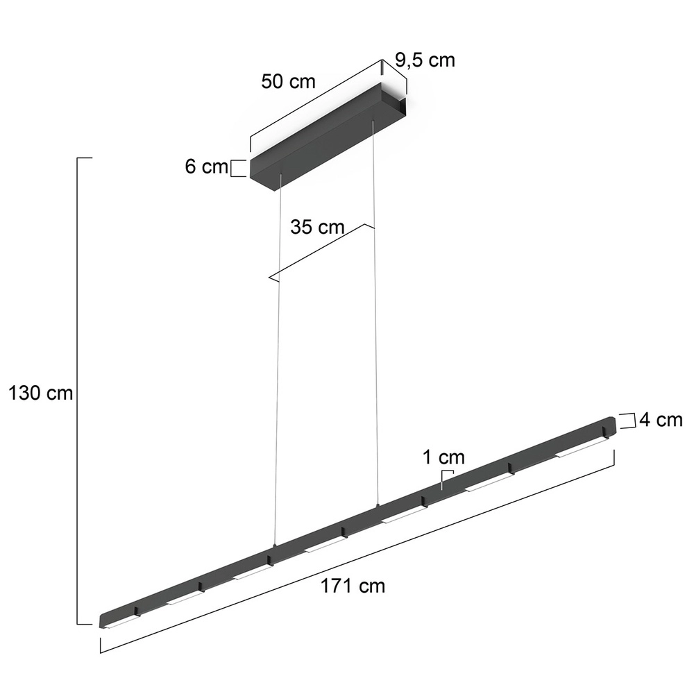 Strakke hanglamp Bloc zwart Steinhauer 8712746148275
