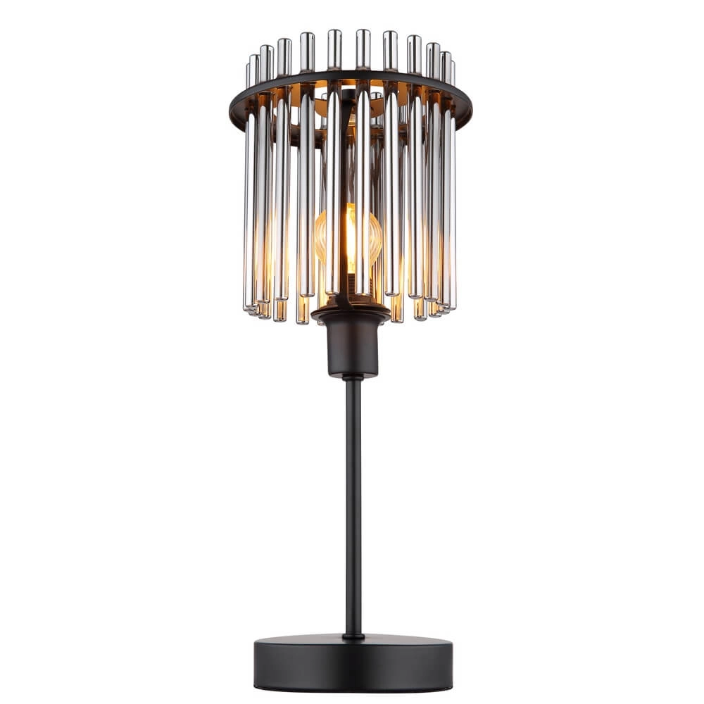 Zwarte tafellamp Gorley met smoke glas Ø 15cm Globo 9007371454181