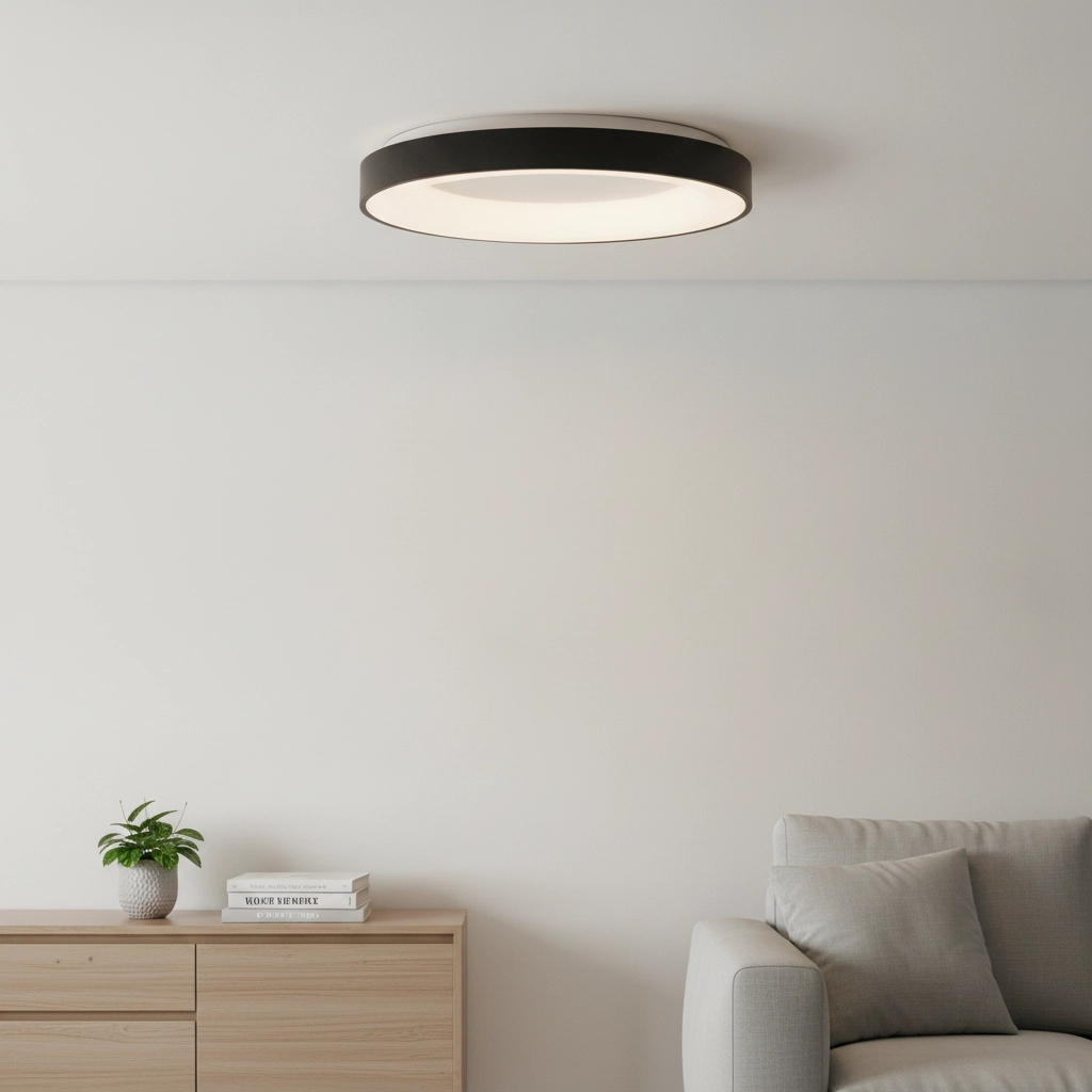 Plafondlamp Rando Thin zwart Ø 60cm