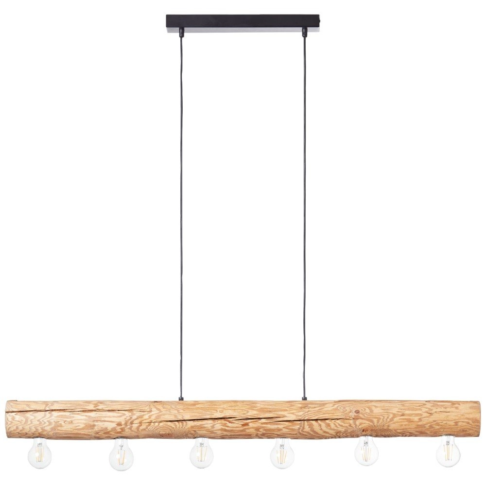 Houten hanglamp Trabo 6-lichts hout met zwart Brilliant 4004353393525