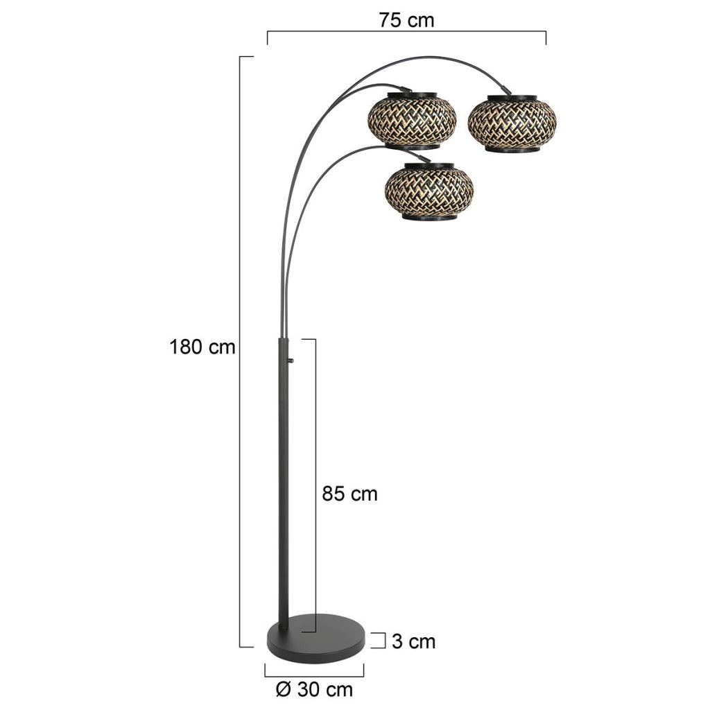 Vloerlamp Nox Light met bamboe kappen Steinhauer 8712746182880